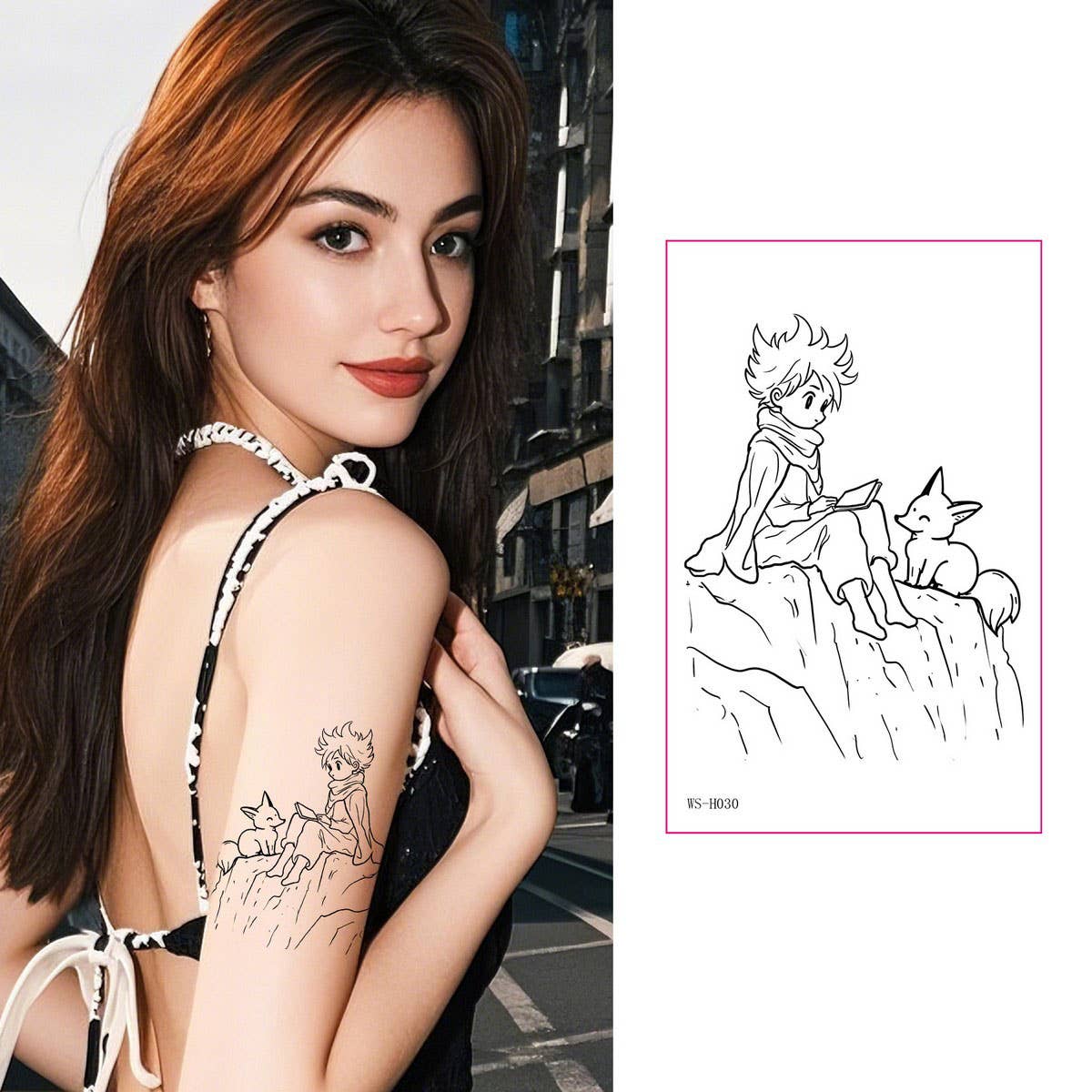 Prince Boy Rose Fox Planet Tattoo Stickers_CWMM8267