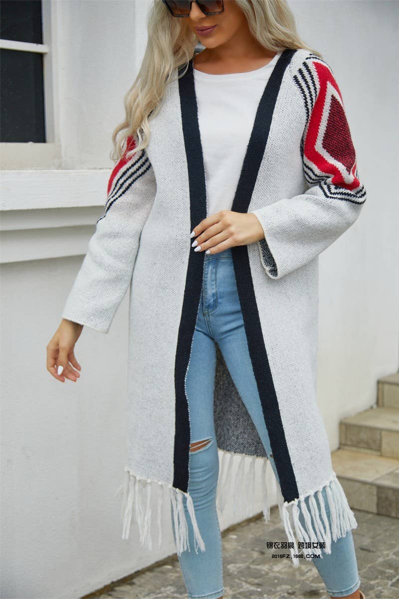 CWOCAL0927_FRINGED MID-LENGTH KNITTED SWEATER COAT