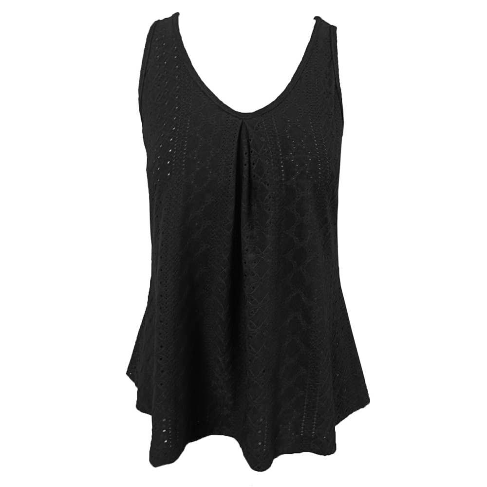 ROUND NECK SOLID COLOR HOLLOW HALTER