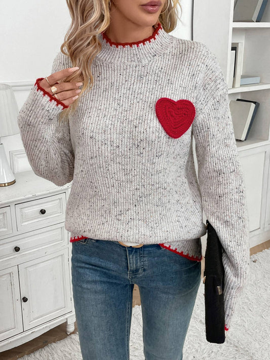 Valentine's Day half turtleneck love jacquard pullover