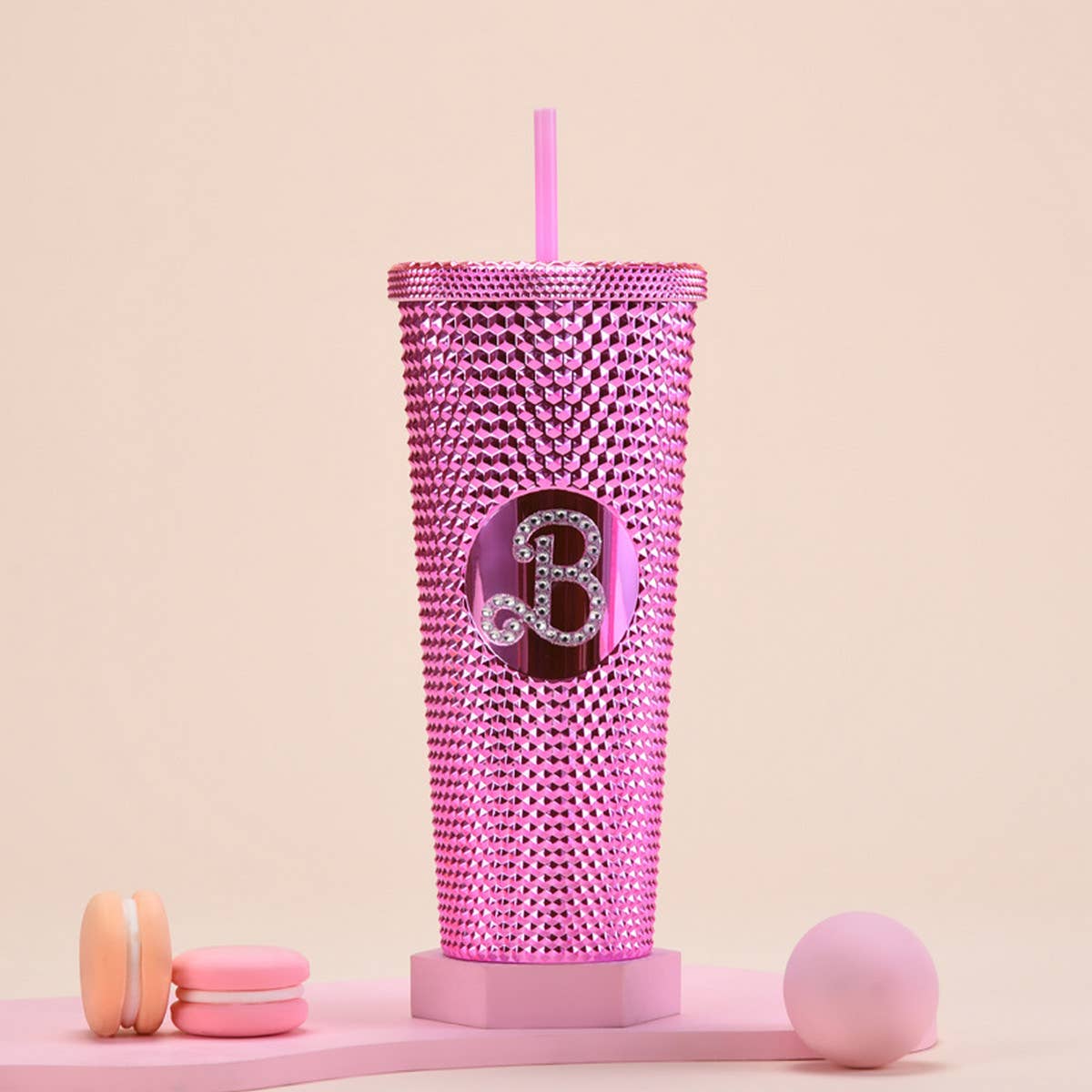 DOUBLE LAYER PORTABLE PLASTIC STRAW DIAMOND CUP