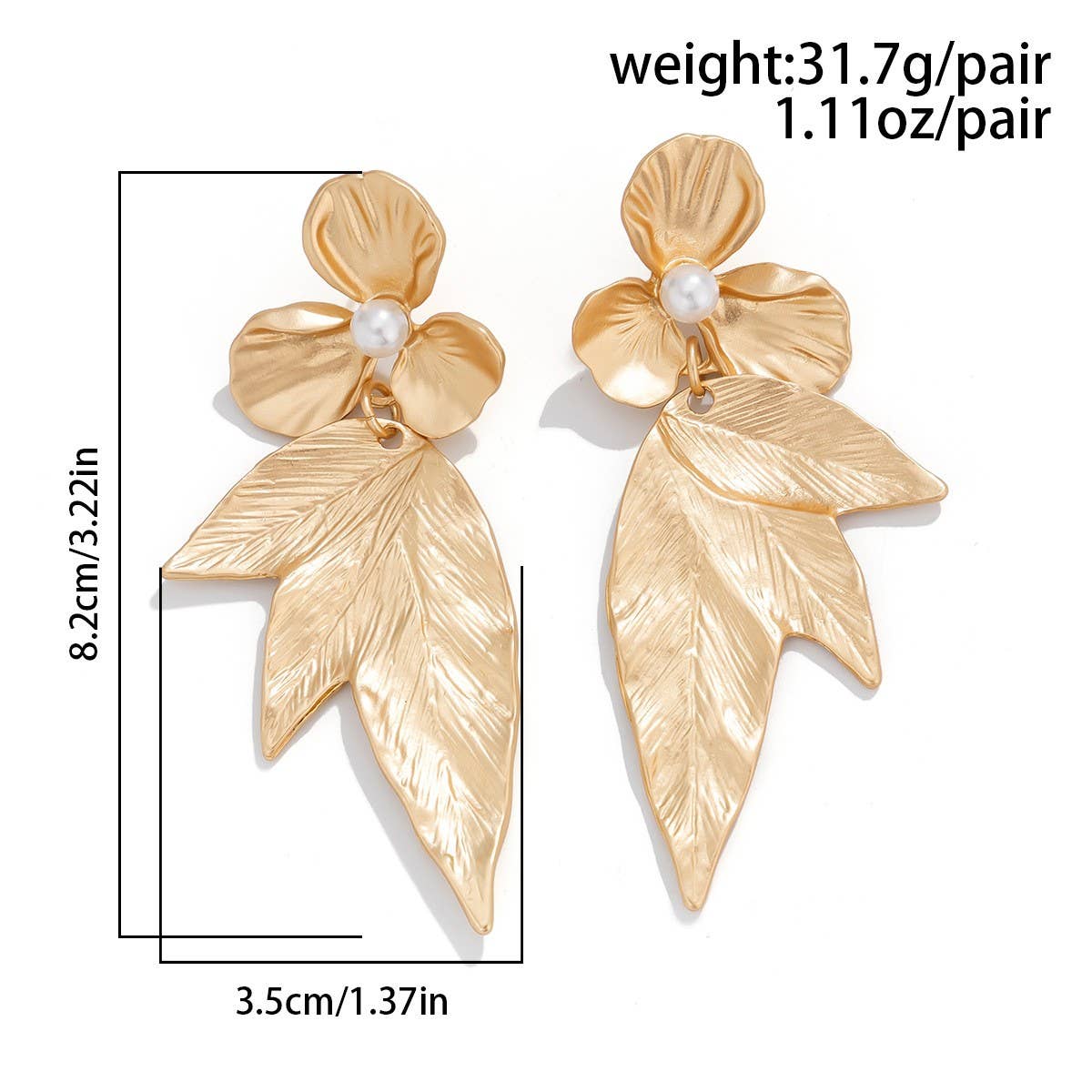 SWEET AND COOL 3D GINKGO LEAF AND FLOWER EARRINGS