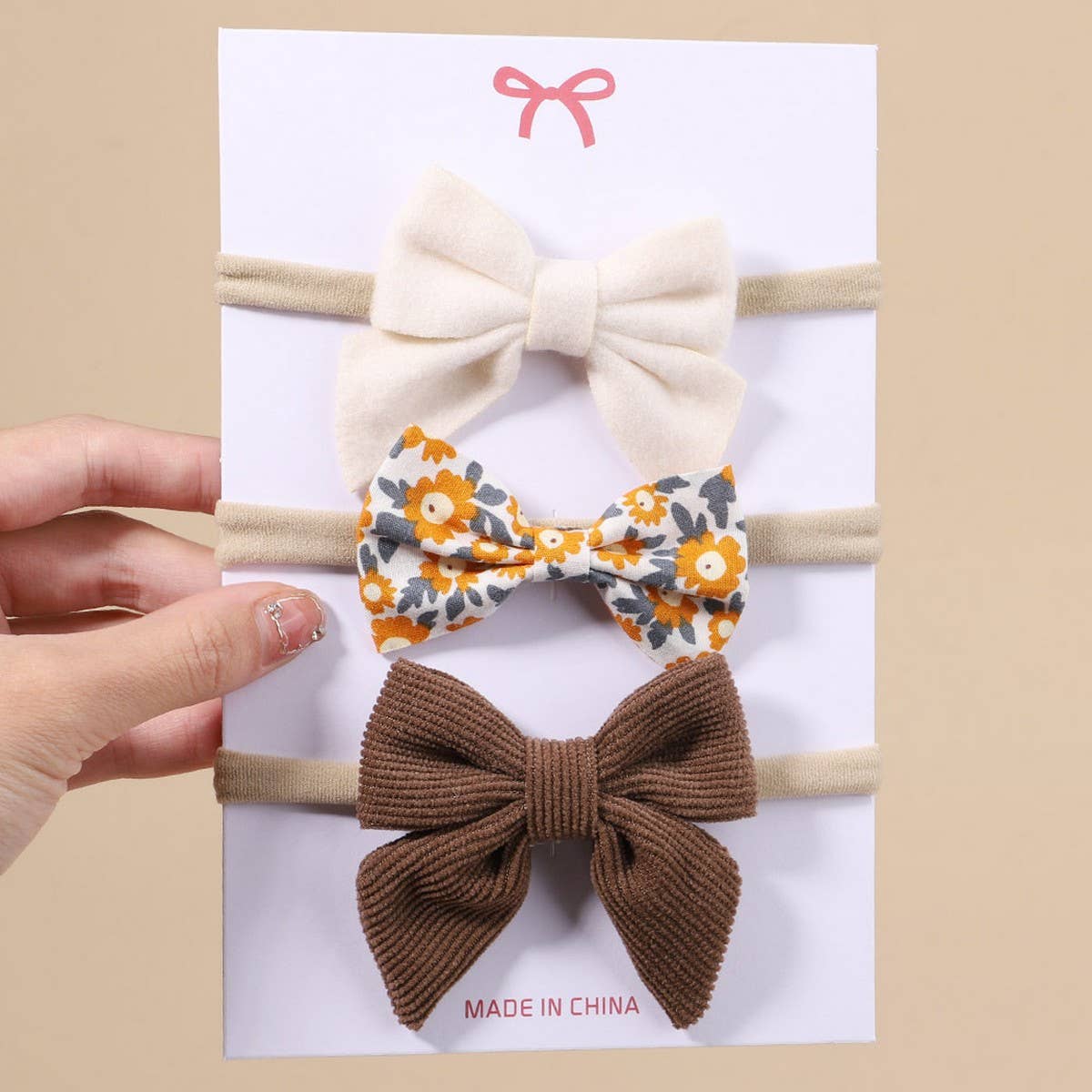 Corduroy Bow Baby Headband Set for Girls