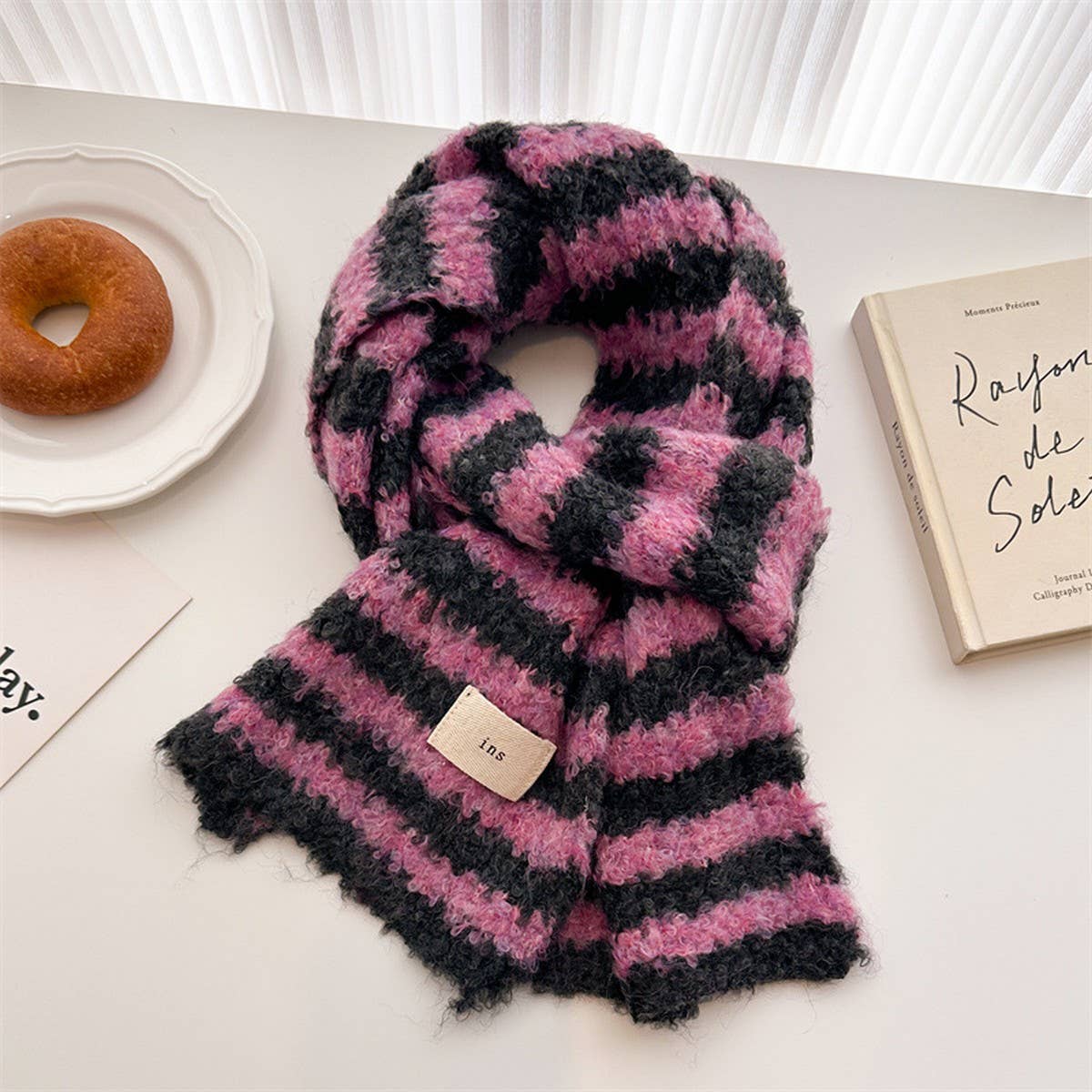 Chic Colorblock Wool Knit Scarf - Cozy Shawl_CWASC1450