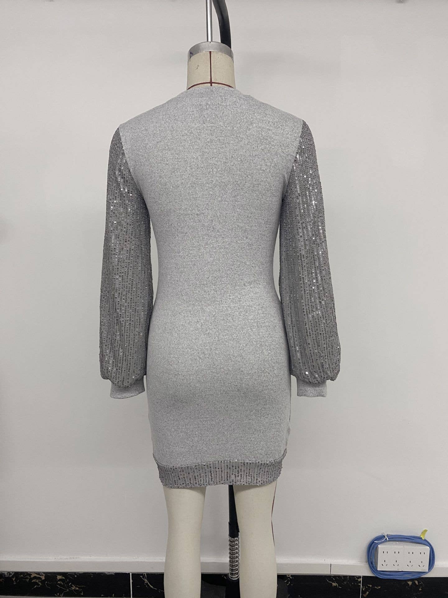 Sequined body-hugging knitted dress