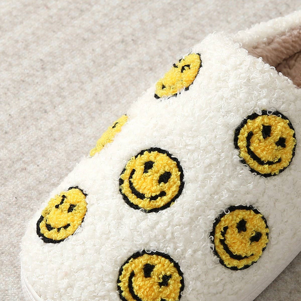 CUTE SEVEN SMILING FACE FUZZY SLIPPERS WOMEN