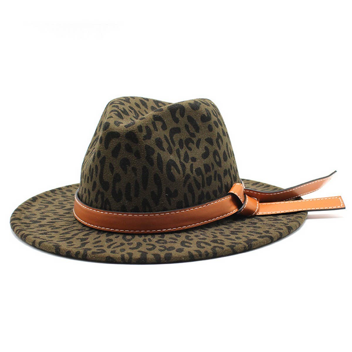 VINTAGE LEOPARD WOOLEN HAT COWBOY HAT FELT HAT_CWAH2603