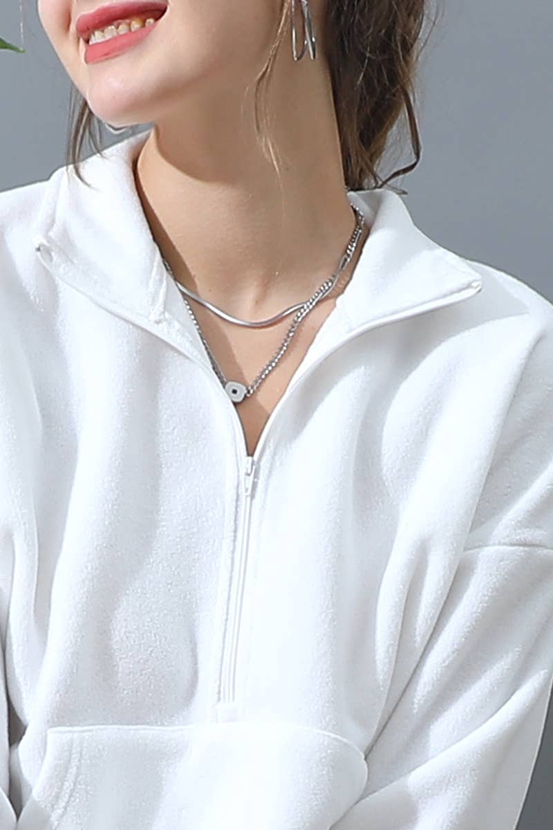 CWOJA705-P_NECK HALF ZIP UP FLEECE PULLOVER ANORAK JACKET