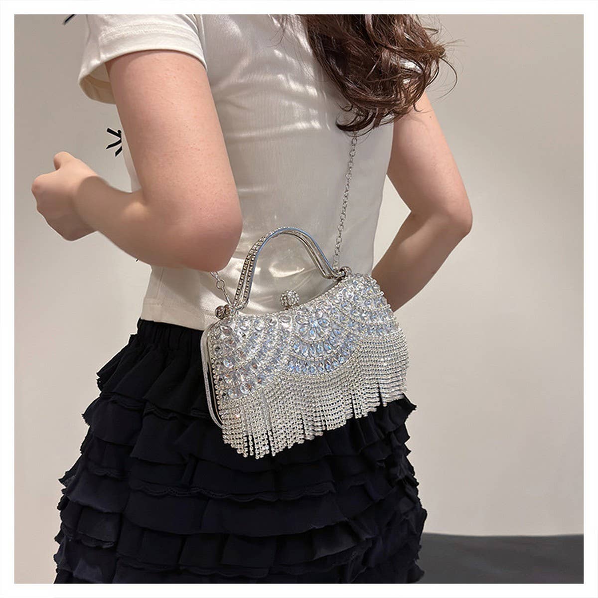 RHINESTONE CLUTCH BAG TASSEL LADY EVENING BAG_CWAB3251
