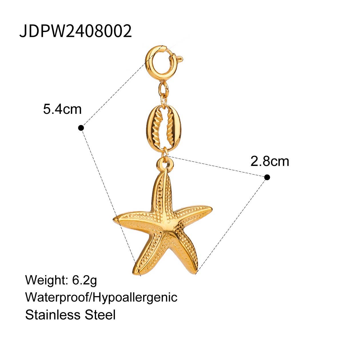 STAINLESS STEEL JEWELRY ACCESSORIES STARFISHPENDANT_CWMM4679