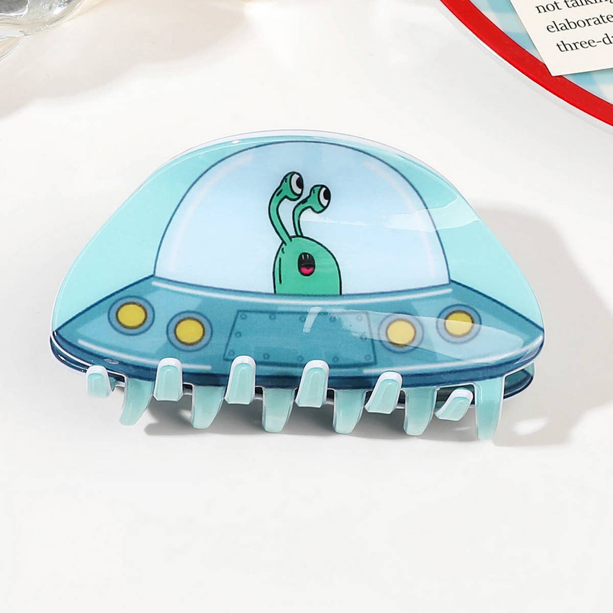 Acrylic UFO Hair Claw - Elegant Alien Shark Clip_CWAHA1637