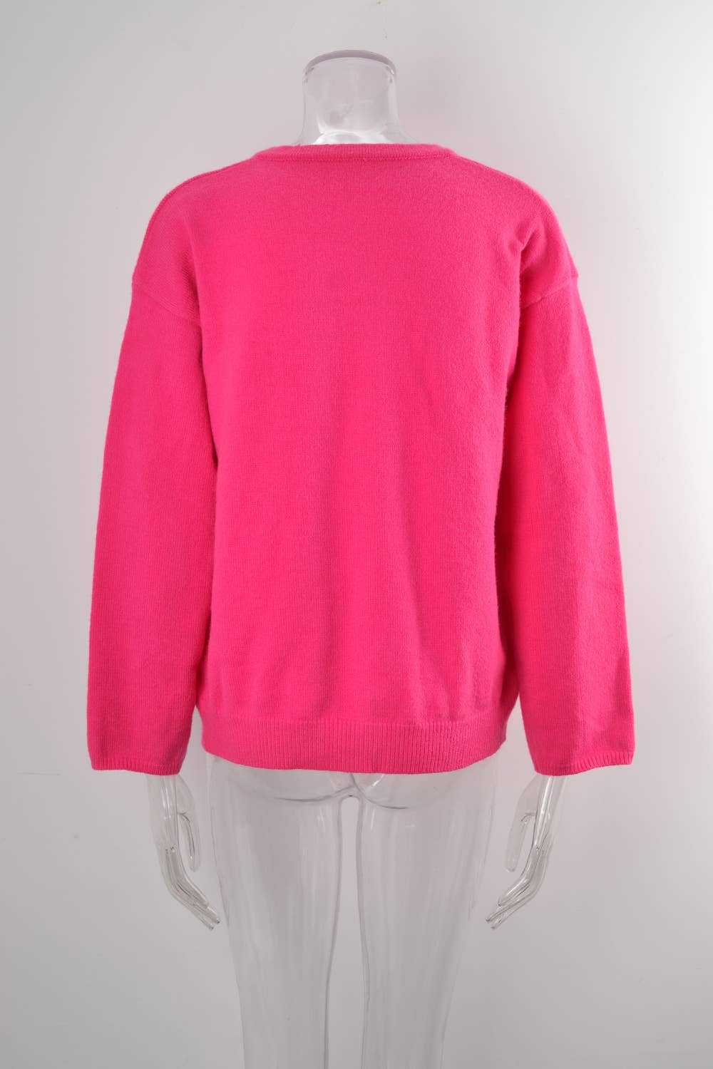 TEMPERAMENT BUTTON KNIT SOLID COLOR CARDIGAN