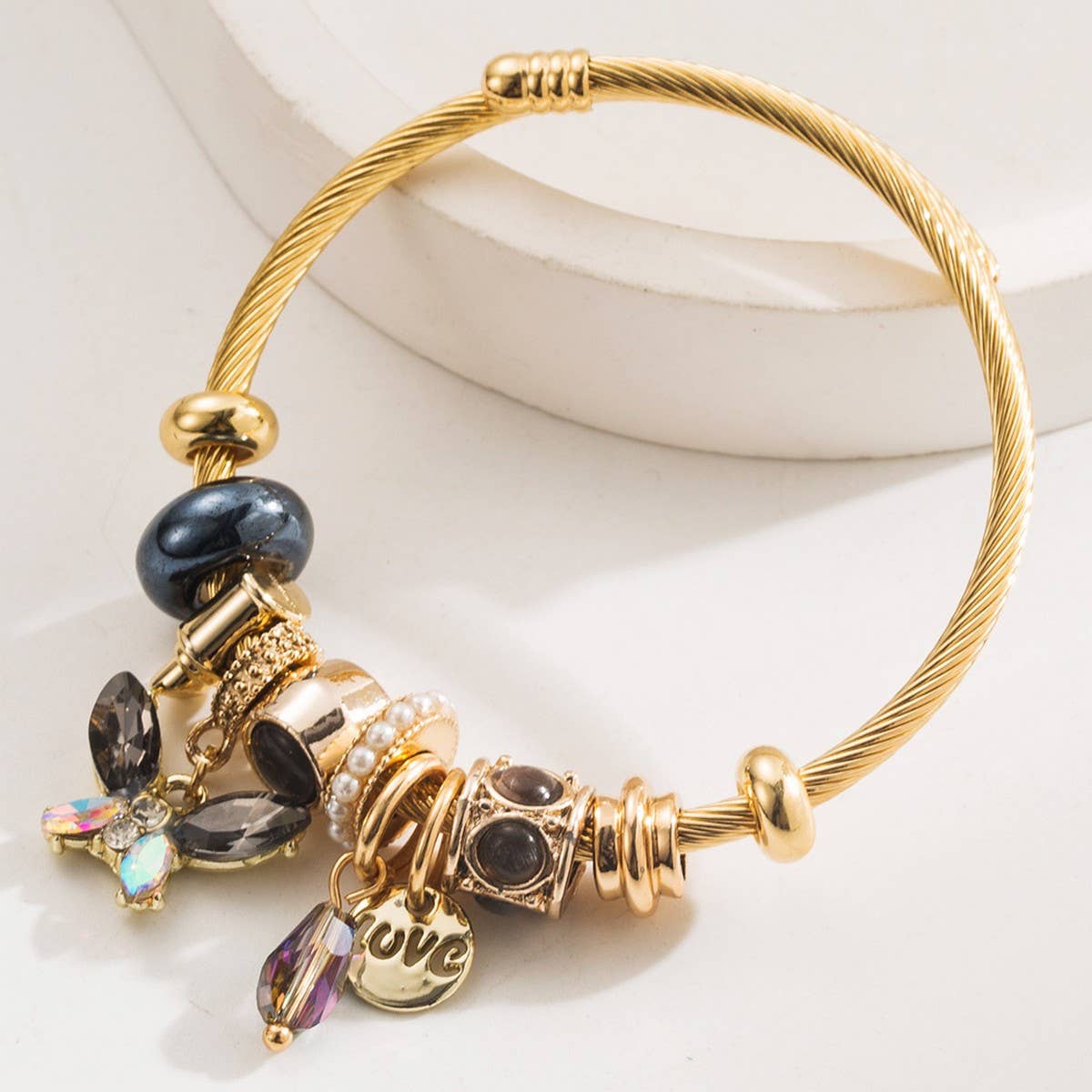 Luxury Butterfly Charm Beaded Bracelet