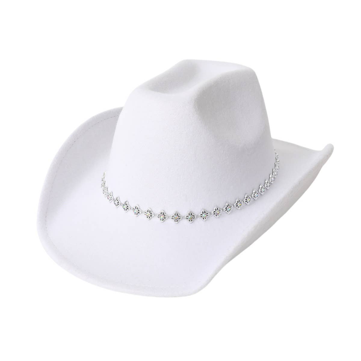 Rhinestone Western Felt Fedora Travel Cowboy Hat_CWAH3641