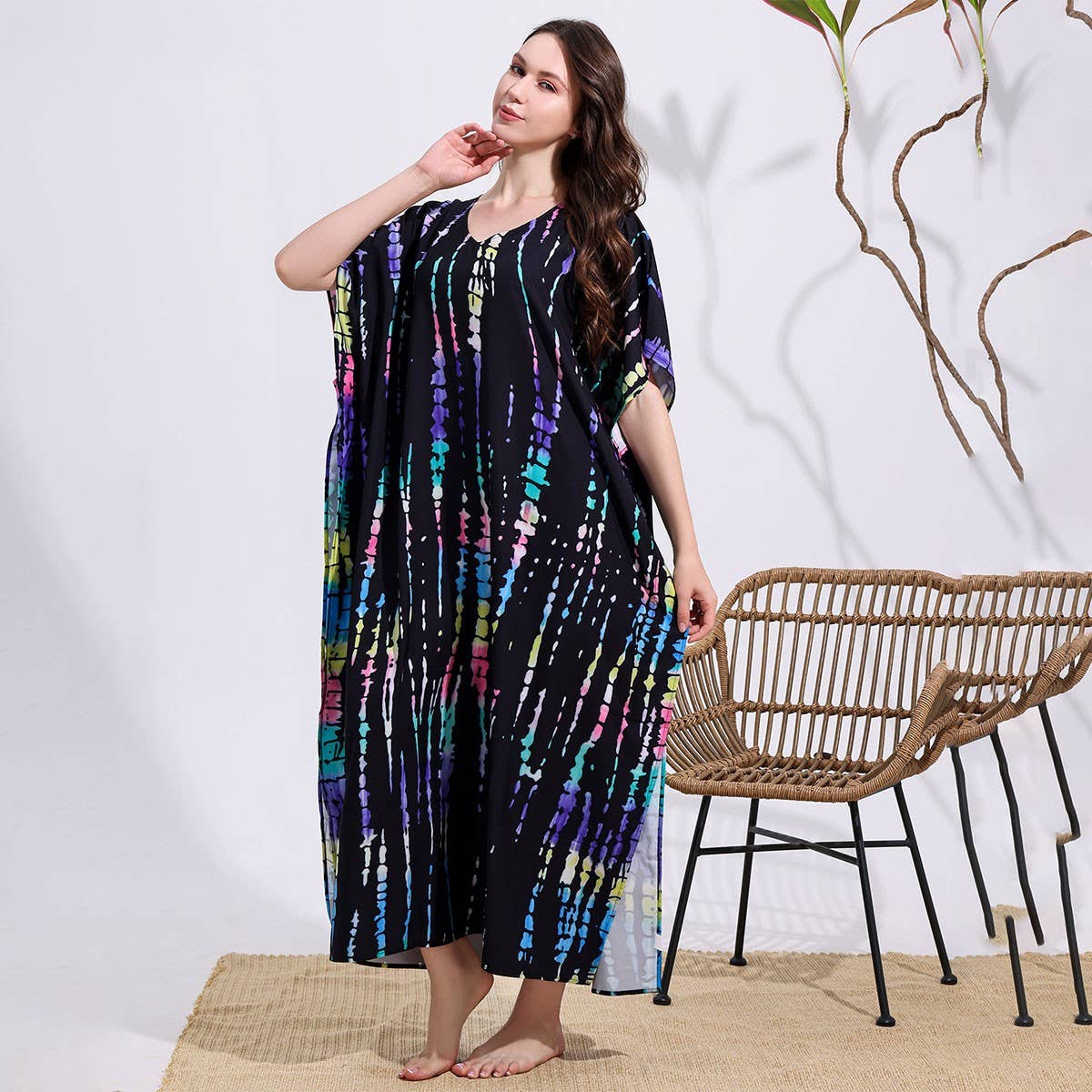 Tie-Dye Cotton Blend Beach Cover-Up Robe