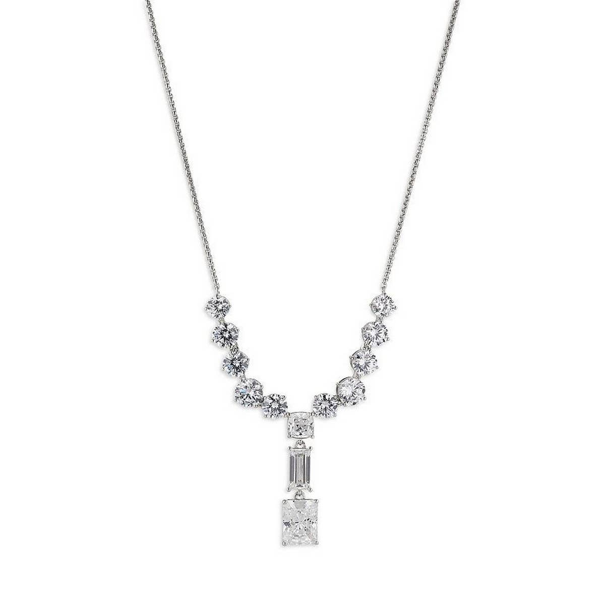 Zirconia Oval Round Pendant Necklace_CWMM5305