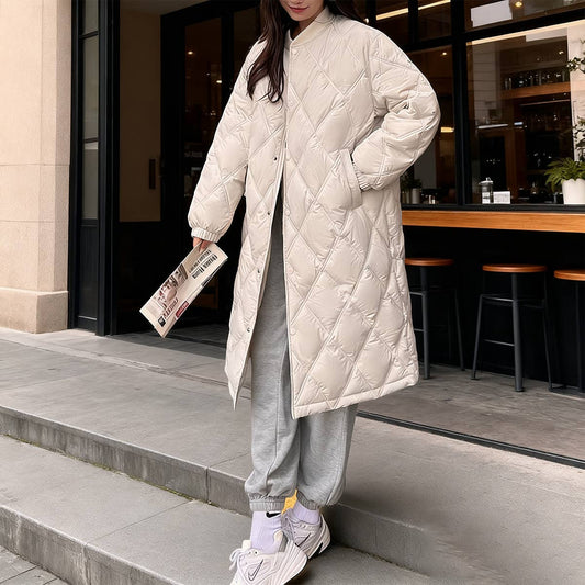 Long diamond lattice over the knee cotton jacket