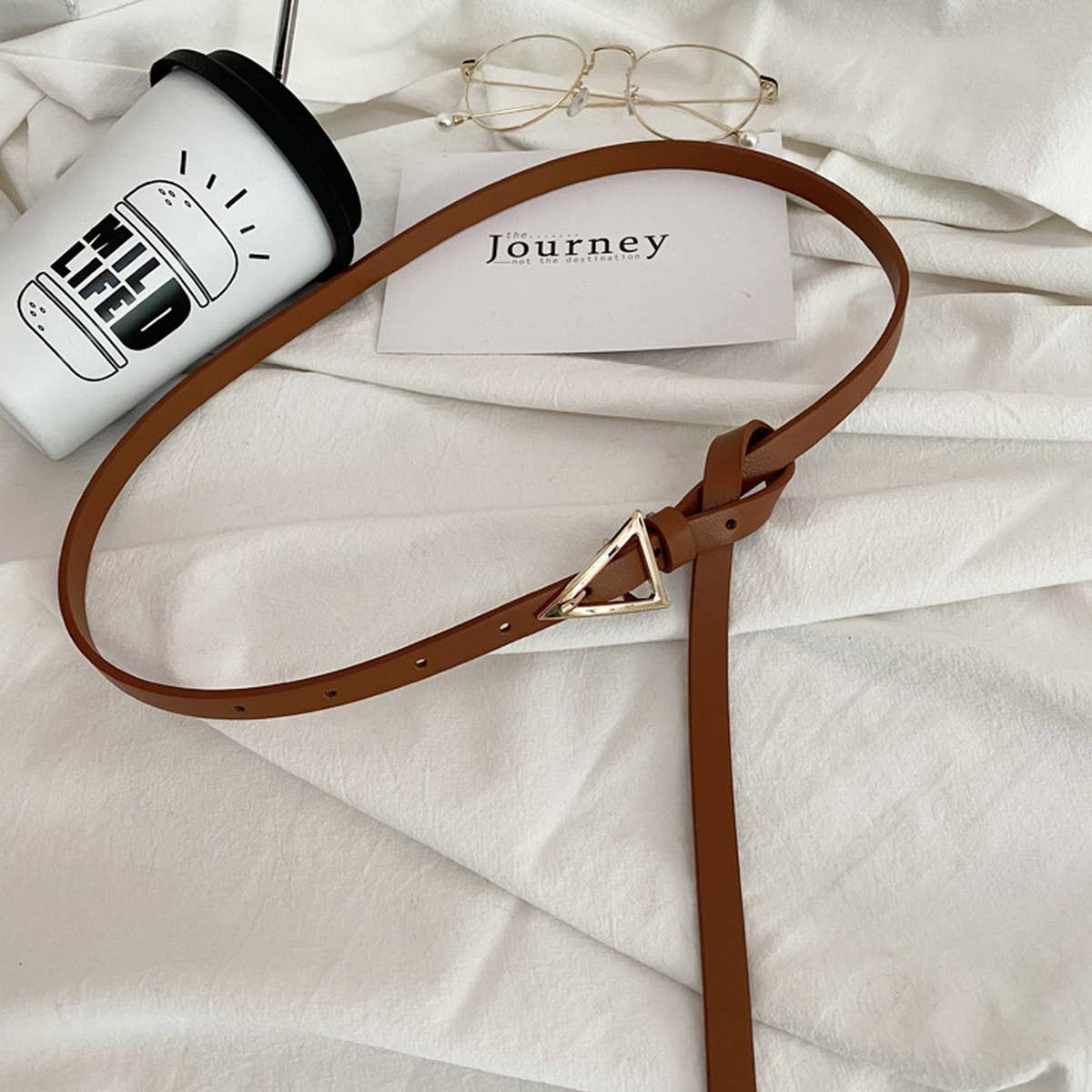 TRIANGULAR PIN BUCKLE WITH SWEATER SUIT THIN BELT_CWABE0654