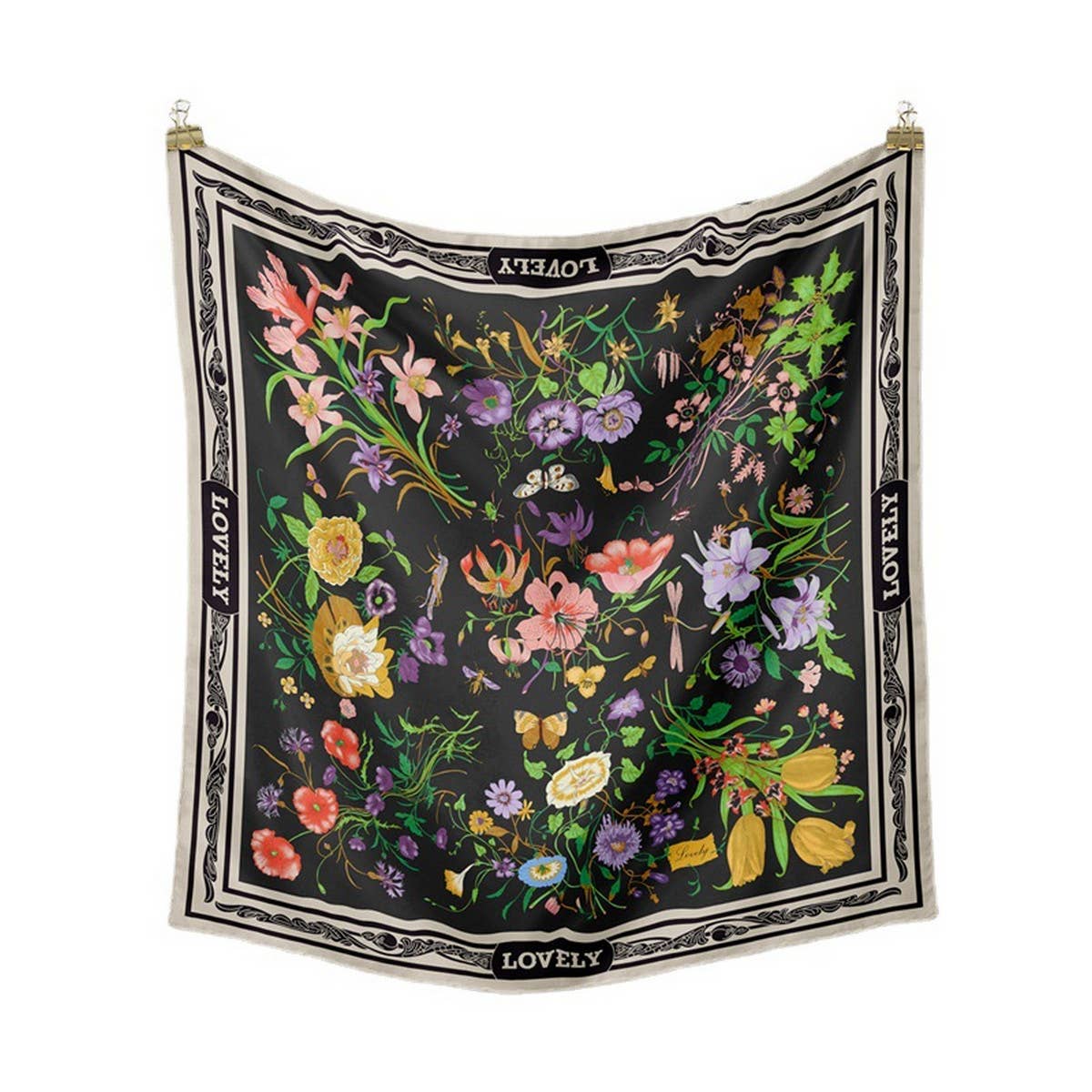 Floral Satin Square Scarf for Summer Sun Wrap