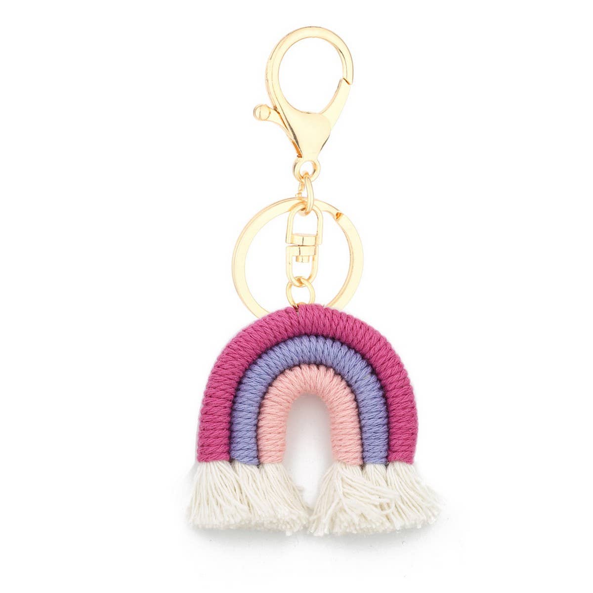 Macrame Rainbow Keychain Boho Car Hanging Decor_CWAB5031