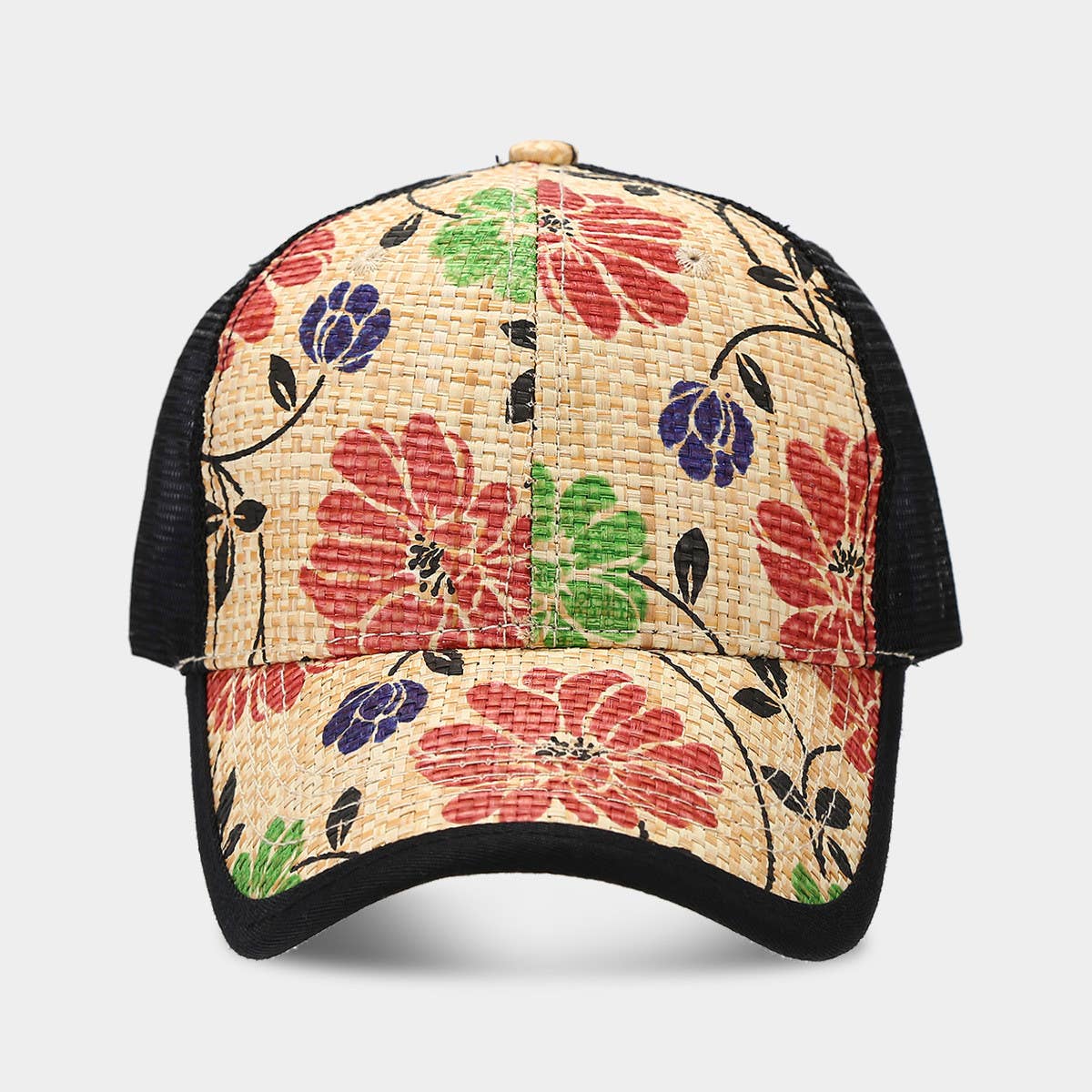 Stylish Floral Straw Cap, Unisex Summer Sun Hat CWAH1576