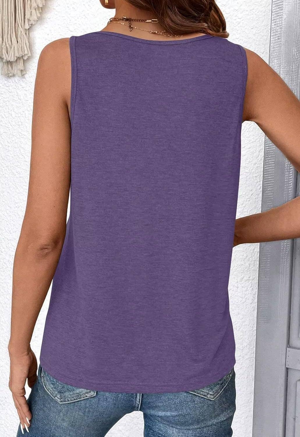 Solid color V-neck sleeveless casual loose vest