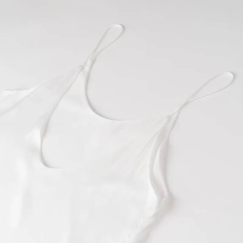 Loose satin double-layer solid-color halter dress