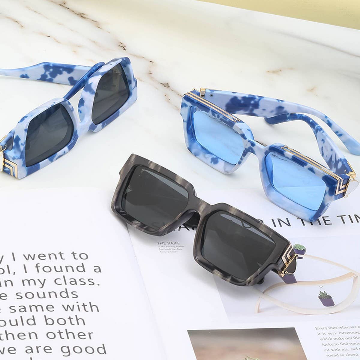 SUNGLASSES FASHION SQUARE FRAME SUNGLASSES GLASSES