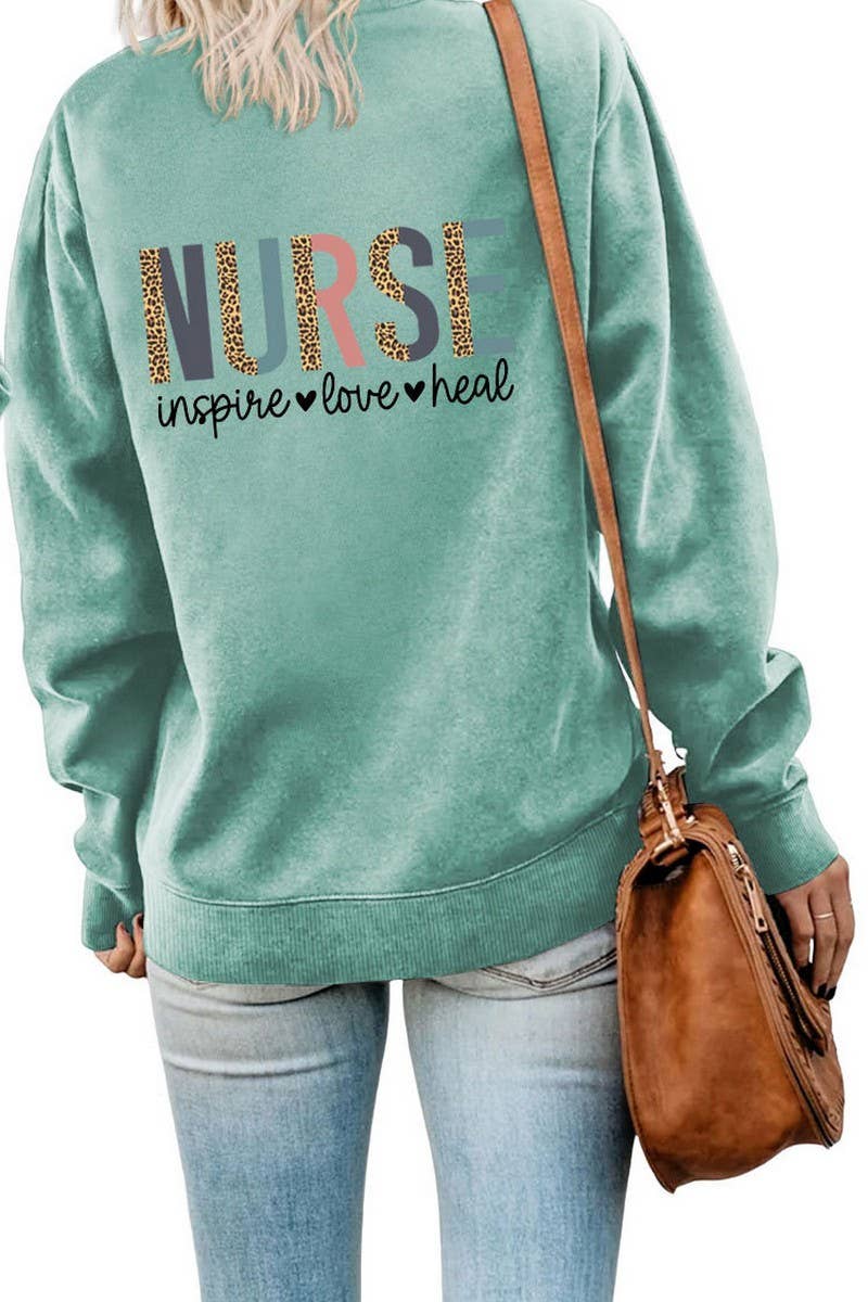 WOMEN NURSE PRINTING RIBBED OVERSIZED PULLOVER_CWTSTL0459