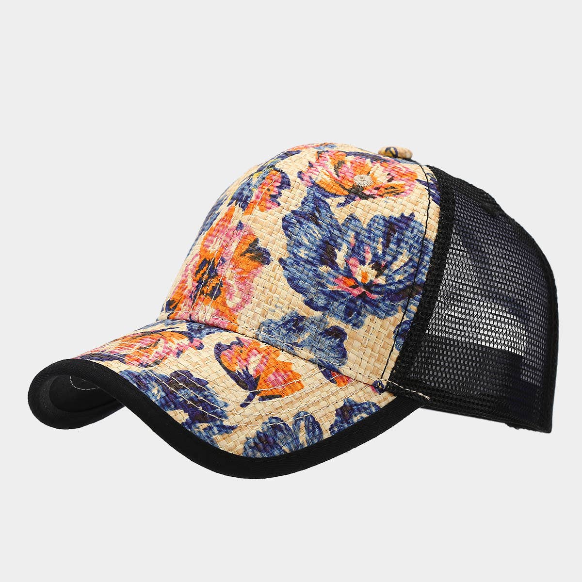 Stylish Floral Straw Cap, Unisex Summer Sun Hat CWAH1576