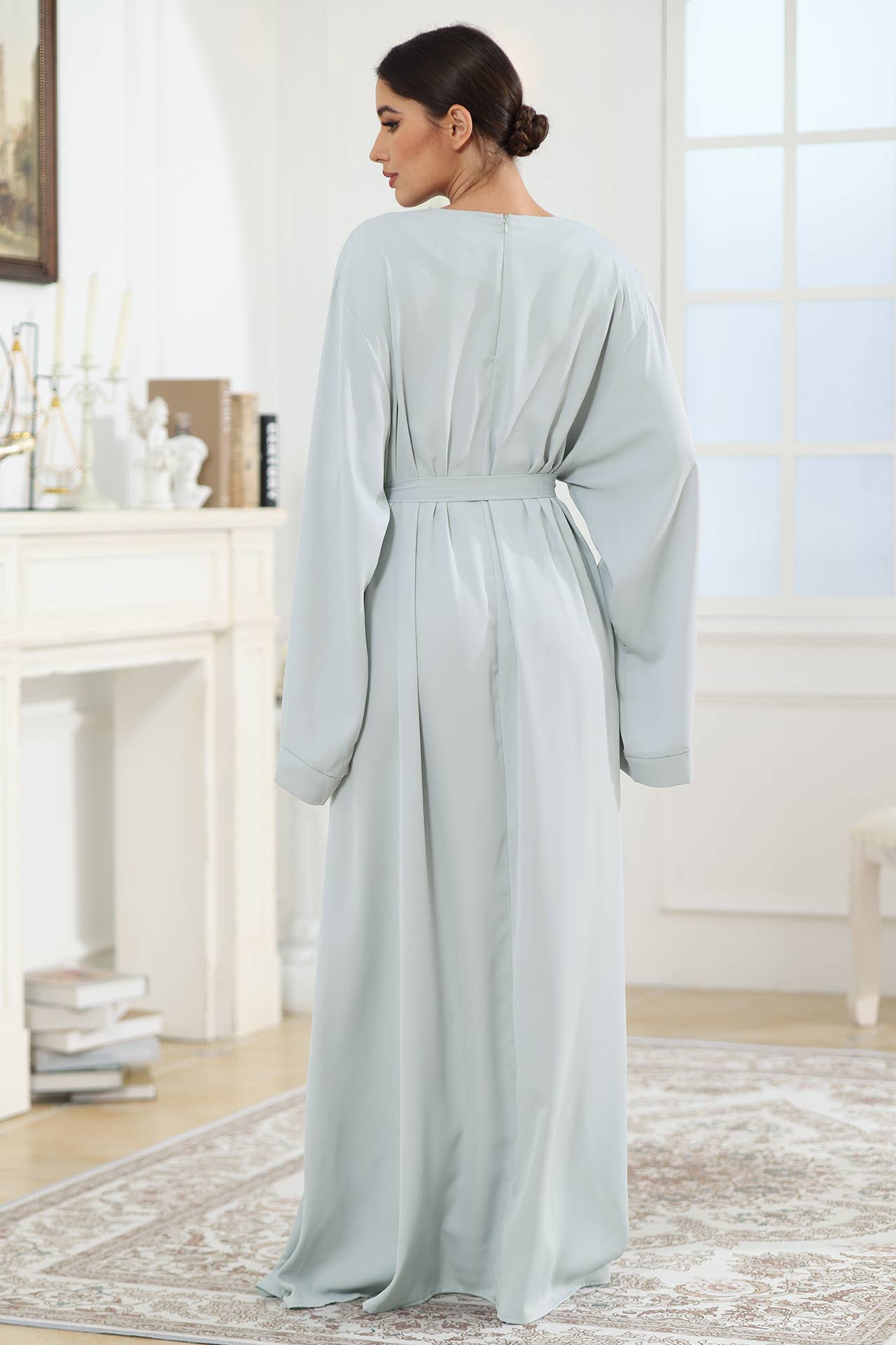 SOLID COLOR SIMPLE ABAYA CASUAL MUSLIM DRESS