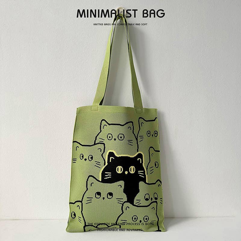 Niche cute panda knitted single-shoulder bag