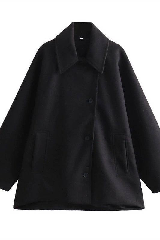 CWOCO1094_SOLID COLOR LAPEL POCKET LONG SLEEVE COAT