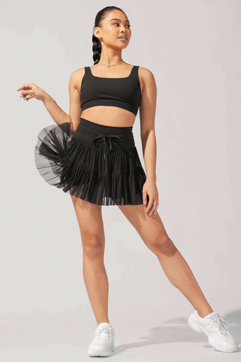 WOMEN'S HIGH WAIST LACE-UP PLEATED SKIRT