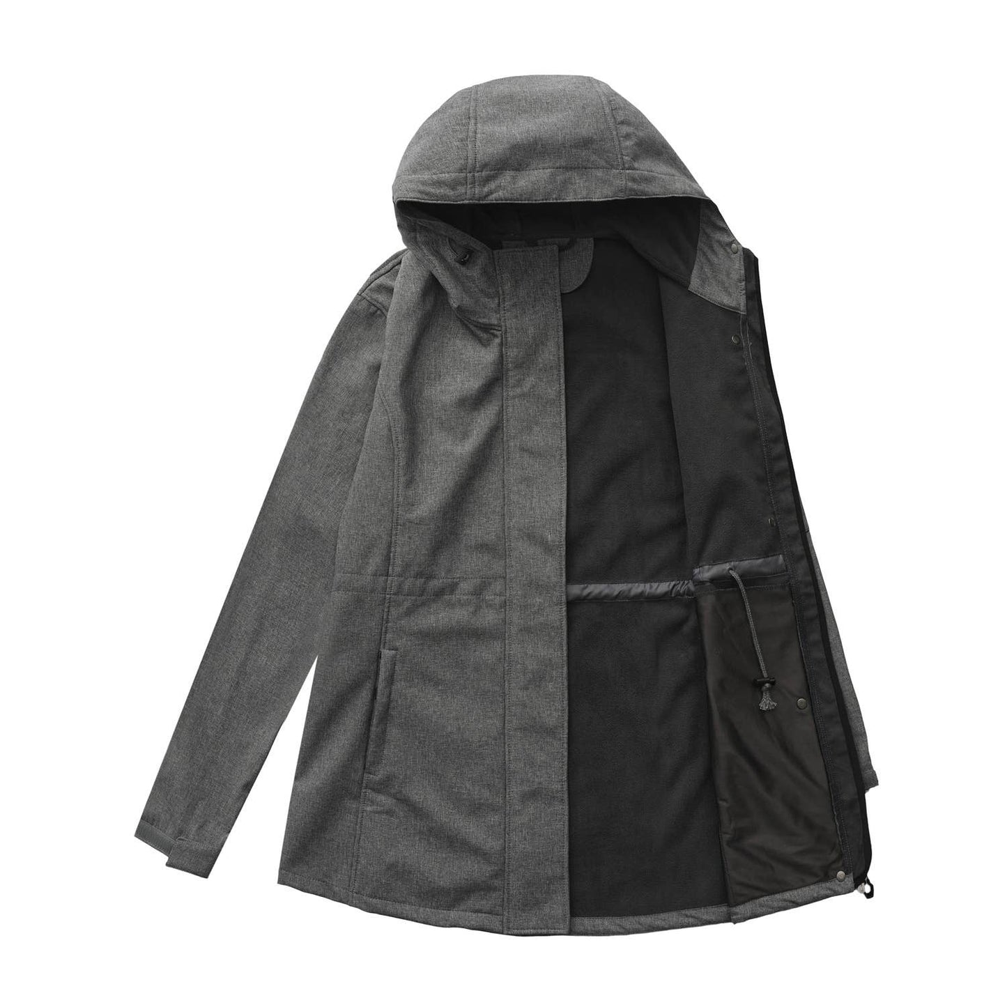 Hooded multi-pocket fleece down jacket