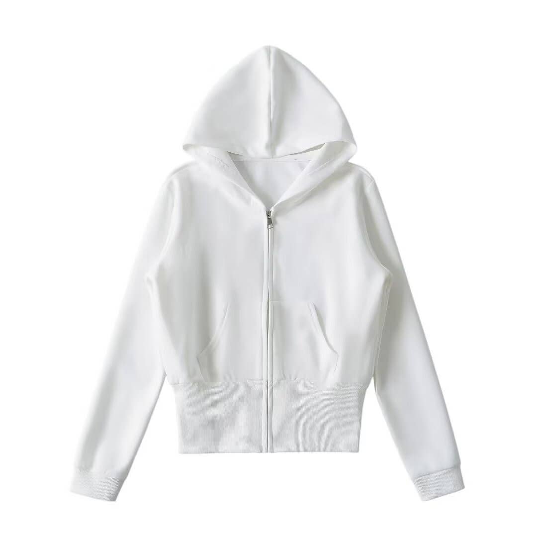 American retro waist-cinching hooded sweatshirt