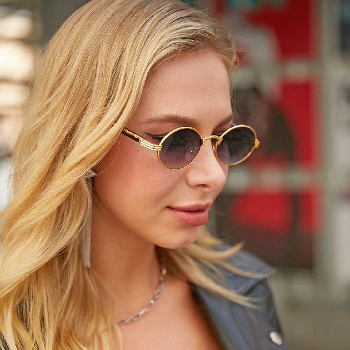 IMITATION WOOD SUNGLASSES ROUND FRAME SUNGLASSES