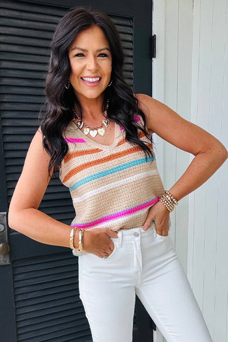 V-neck versatile printed woolen vest