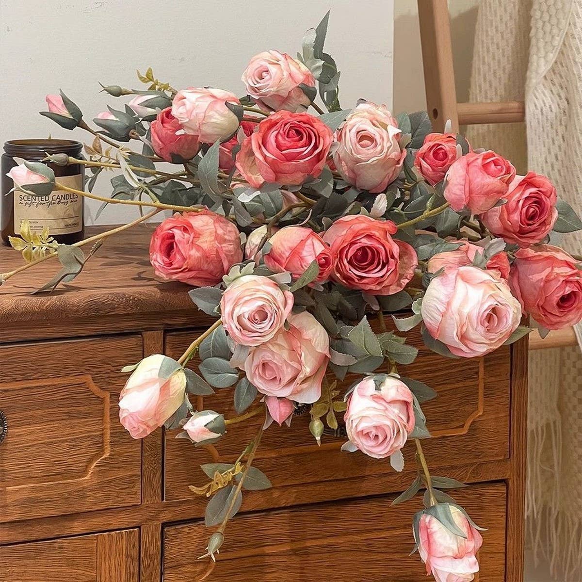 Single Stem 4-Head Country Style Burnt Edge Roses_CWMM6473