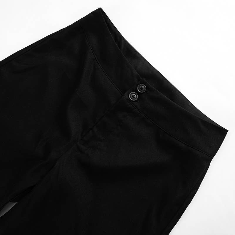 SOLID COLOR HIGH-WAISTED CASUAL FASHION SLACKS