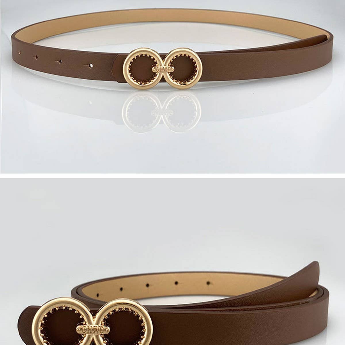 DOUBLE ROUND BUCKLE VERSATILE WOMEN'S THIN BELT_CWABE0693