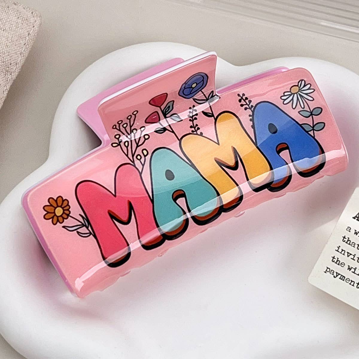 Flower rainbow acrylic large square shark clip