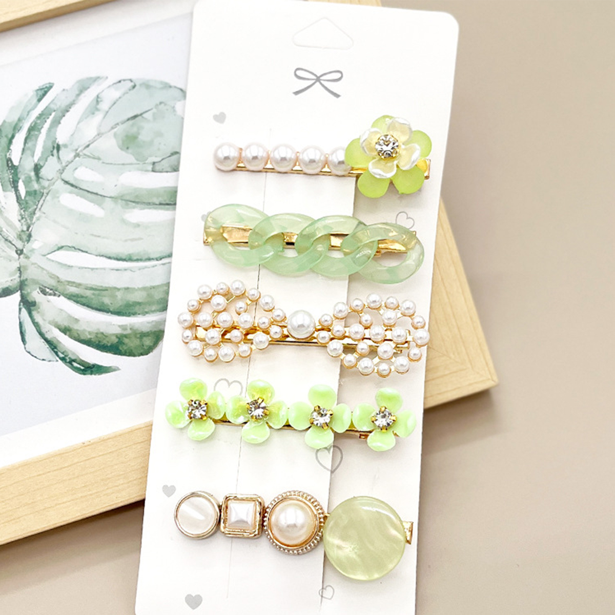 Rhinestone Pearl Hair Clip Set - Elegant Side Pin _CWAHA0159