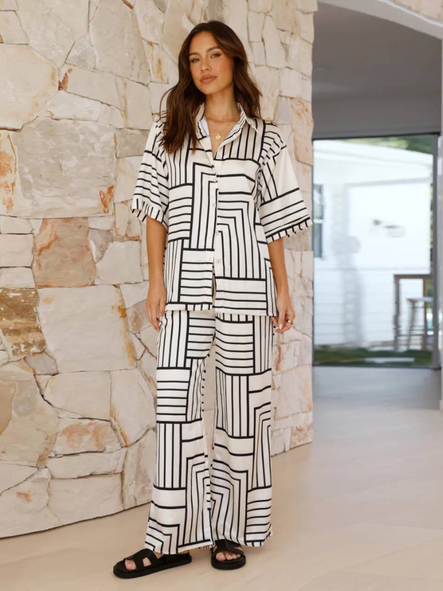 Plaid color matching two-piece set