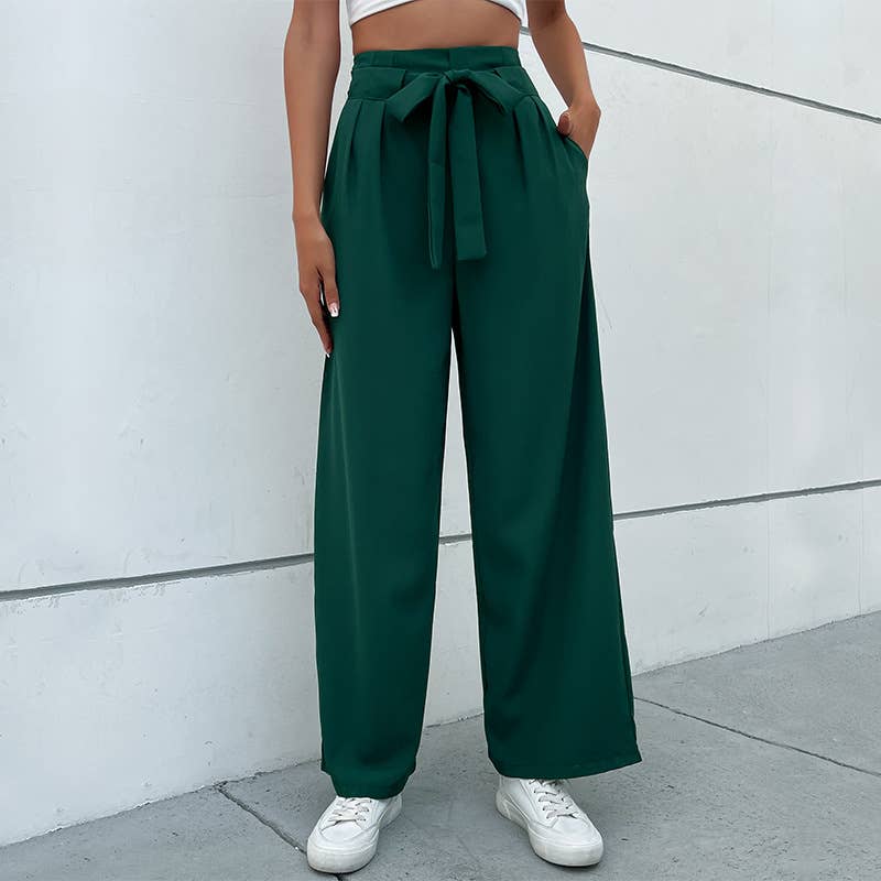 Lace-up commuter style wide-leg pants