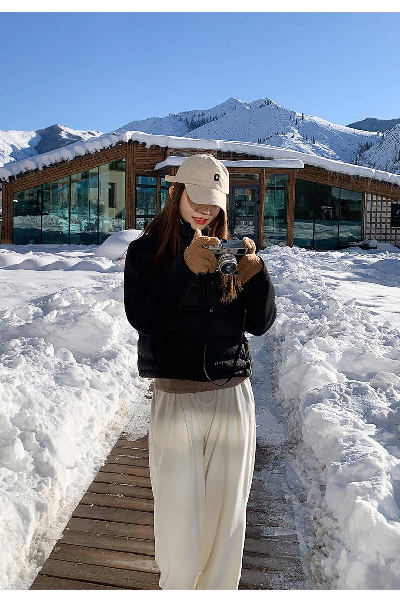 Slim short cotton jacket patchwork jacket