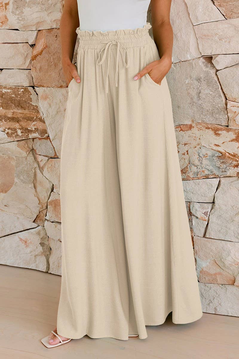 CWBLP2063_SUMMER COMMUTER STYLE LOOSE DRAPE PANTS