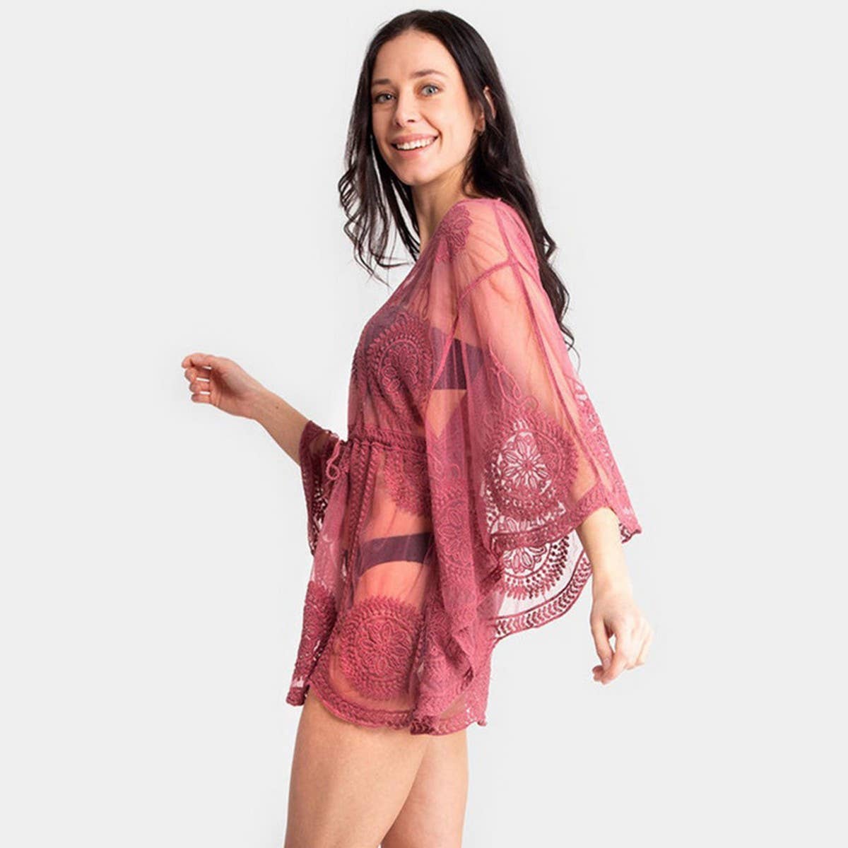 LACE SUN PROTECTION SHIRT BIKINI COVER UP