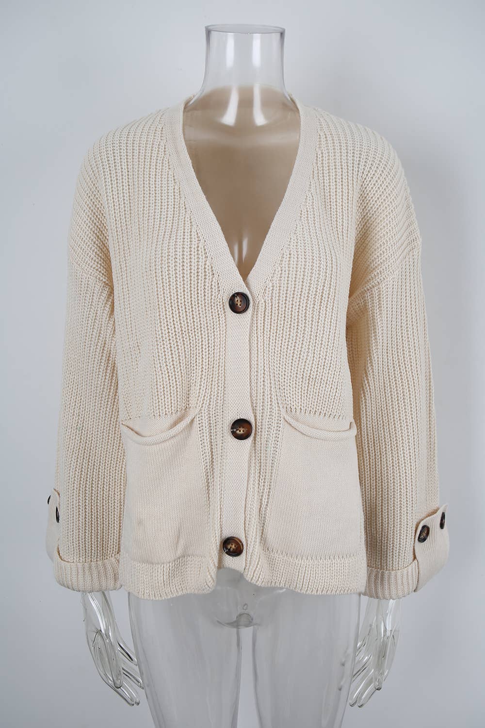 Fashionable V-neck loose knitted cardigan
