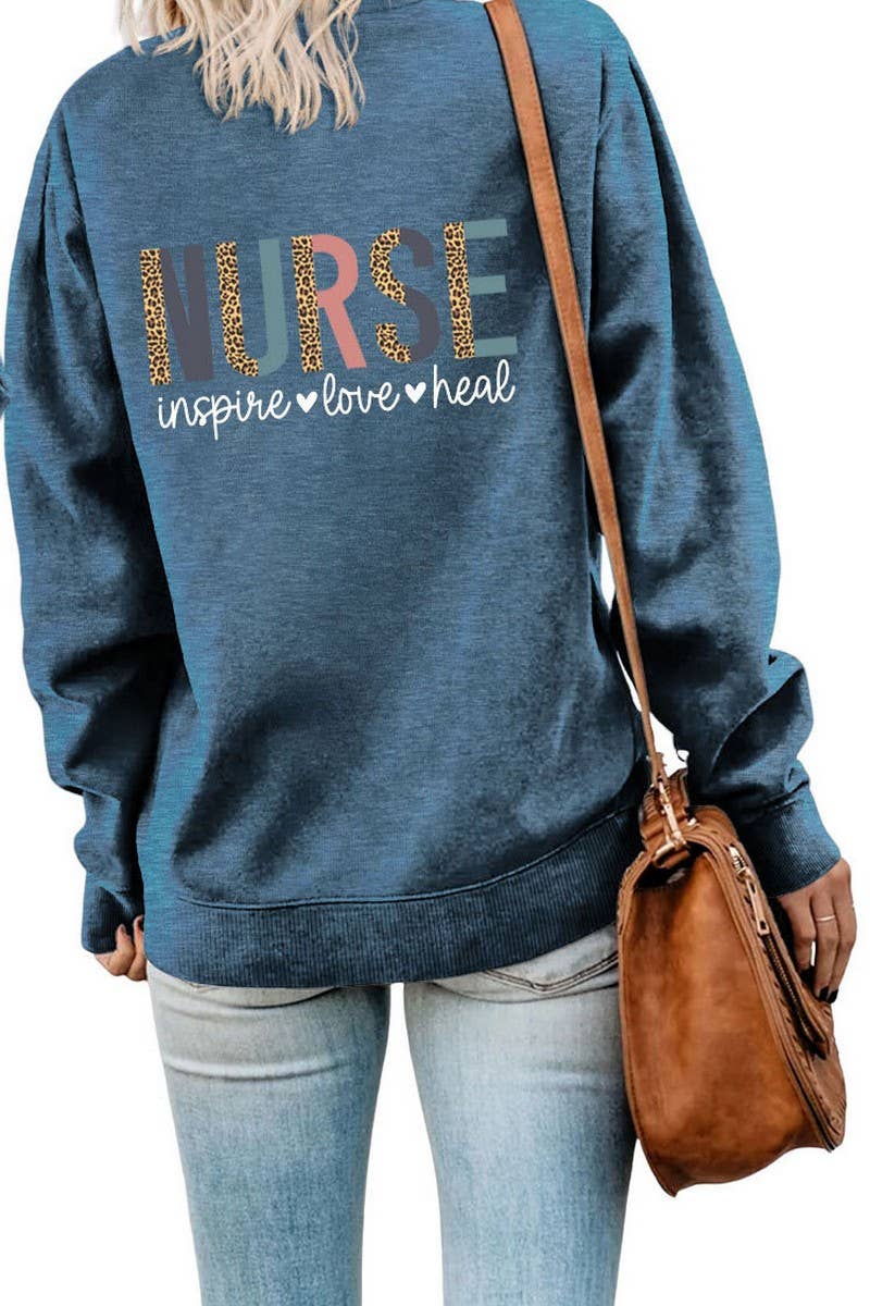 WOMEN NURSE PRINTING RIBBED OVERSIZED PULLOVER_CWTSTL0459